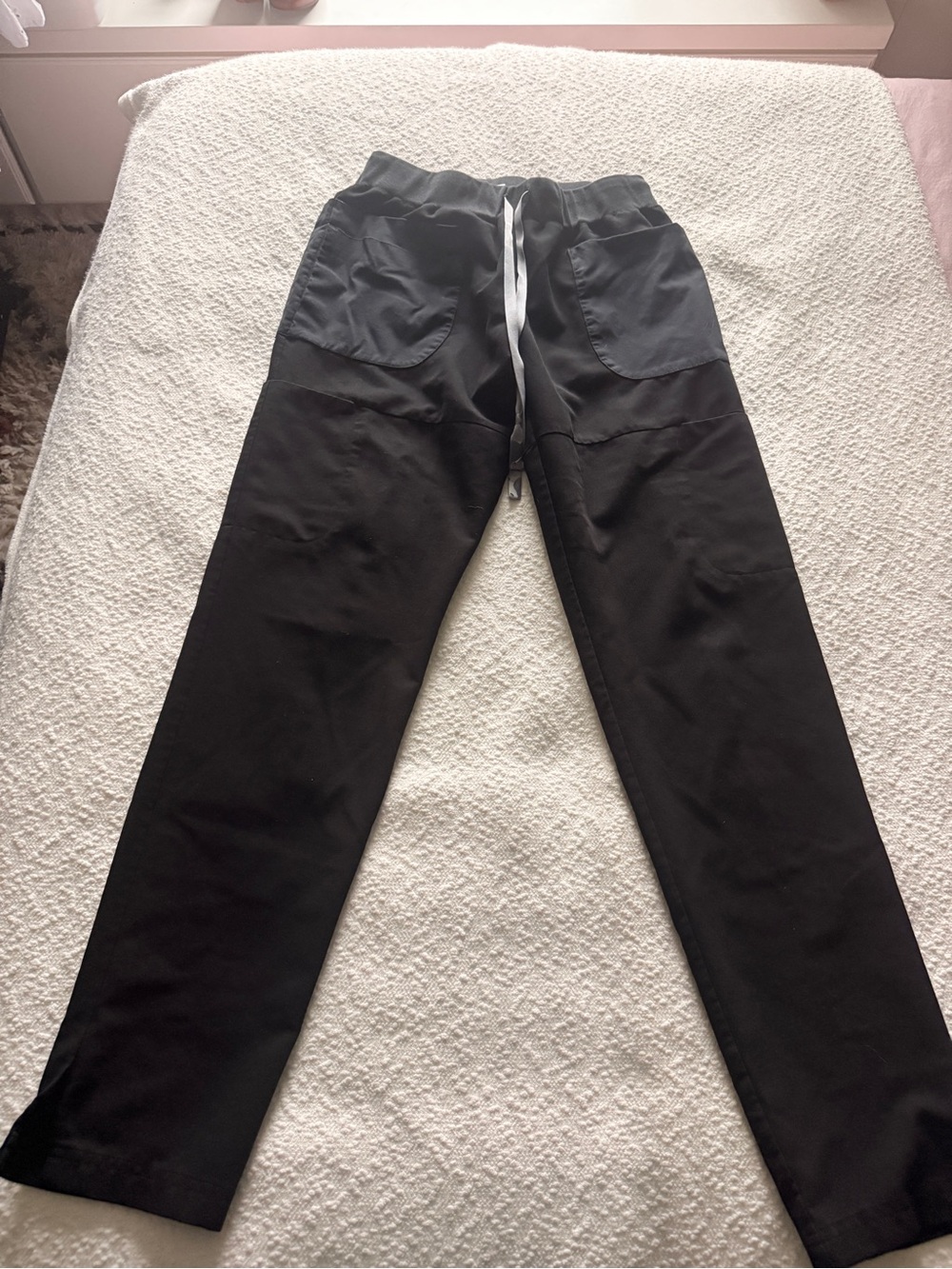 Figs Black Jogger Pants with White Drawstring